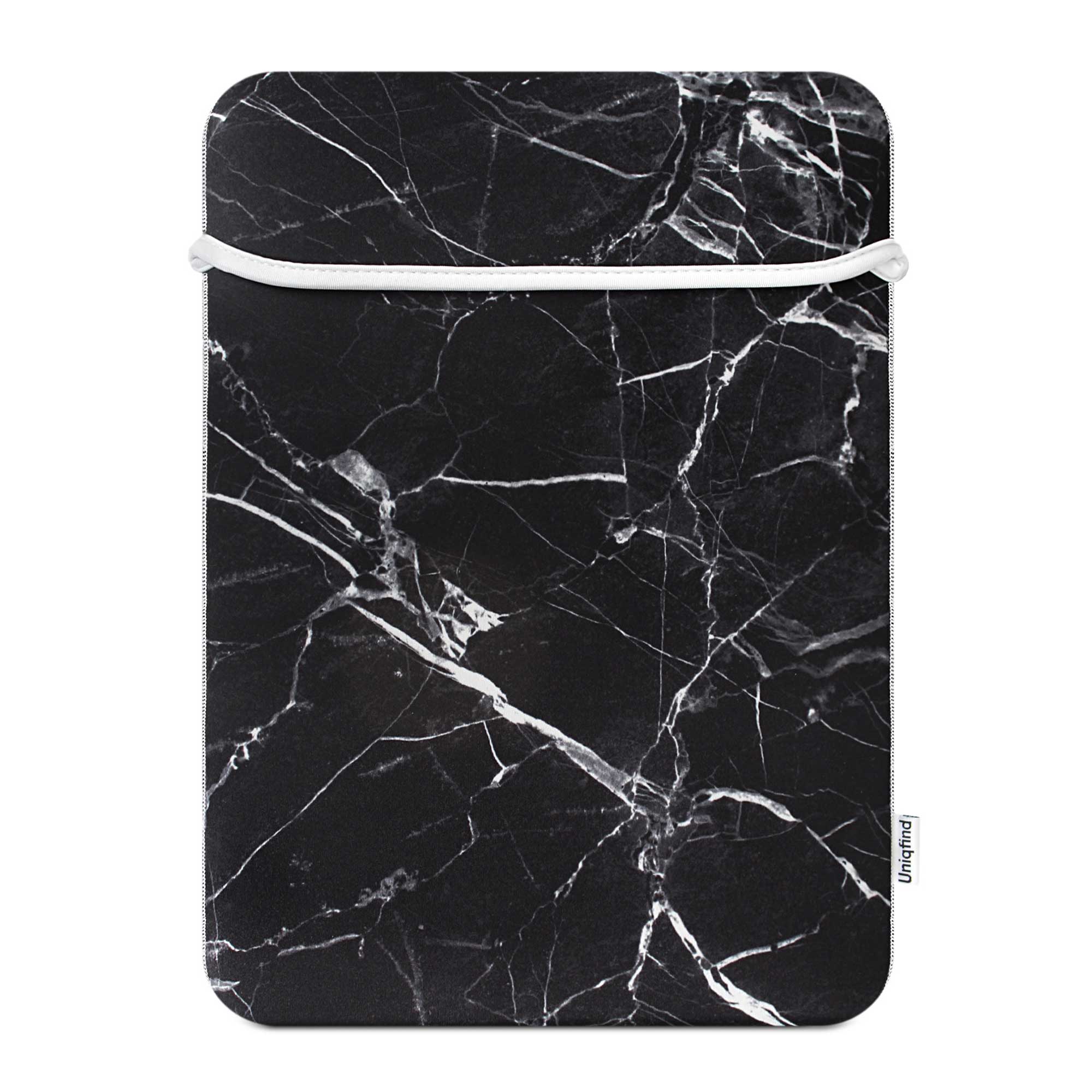 Uniqfind Black Marble Laptop Sleeve