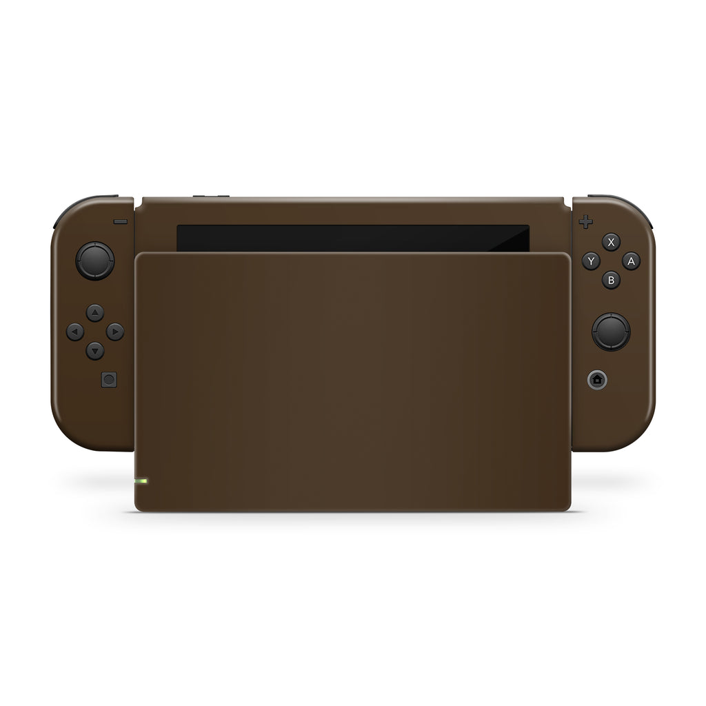 chocolate brown nintendo switch console and dock