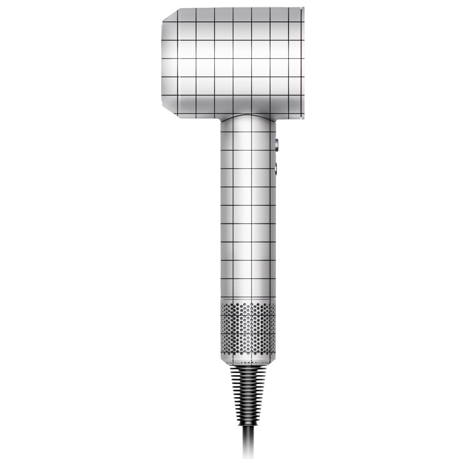 white grid dyson hair dryer skin