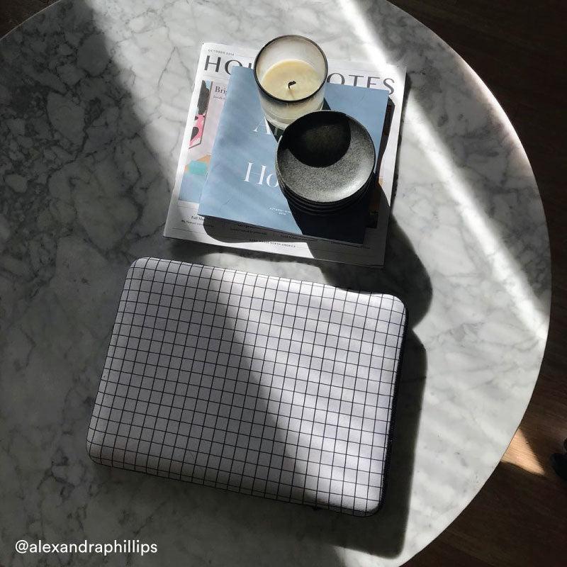 White Grid Laptop Sleeve