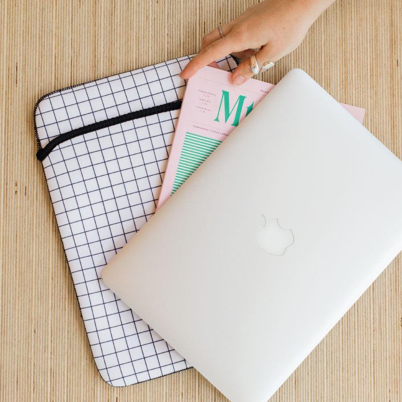 White Grid Laptop Sleeve